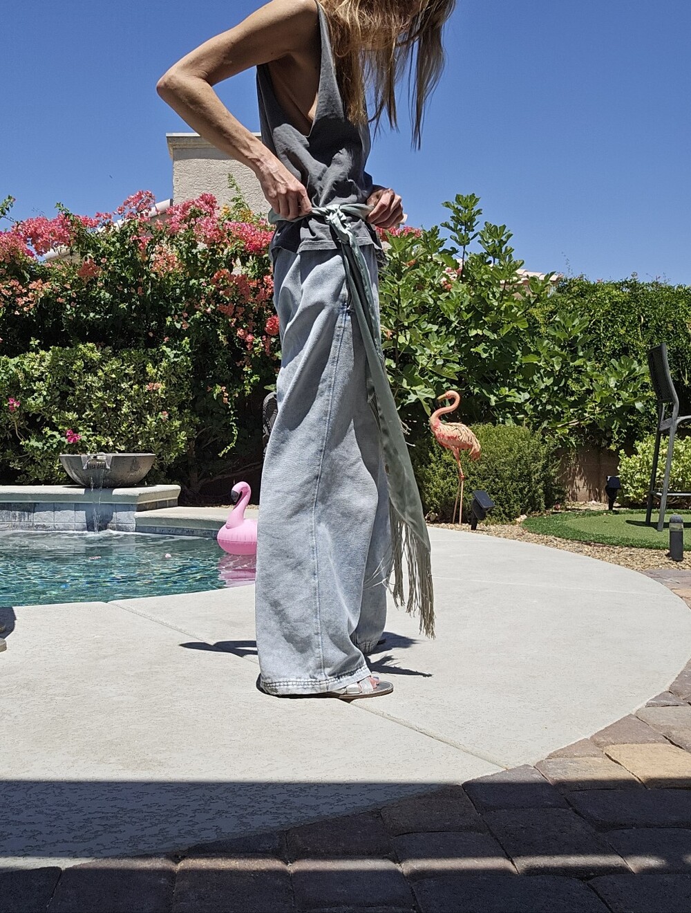 Long Fringe Skinny Scarf Twilly Belt - Picture 6 of 11